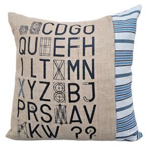 Down Fill Throw Pillow Lacefield Designs Distressed Burlap Alphabet Letters